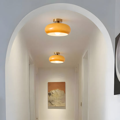 Amber Glass Globe Ceiling Light 11 Inch Dome Shade for Kitchen Island Dining Table Bedroom Brass Iron Fixture E27 Socket