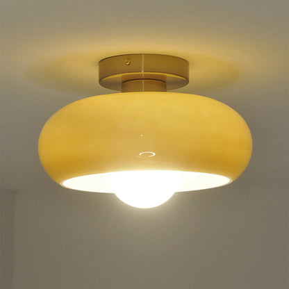 Semi Flush Mount Ceiling Light Fixture 11 in Glass Shade for Bedroom Living Room Hallway Indoor Lighting Chrome Gold Finish