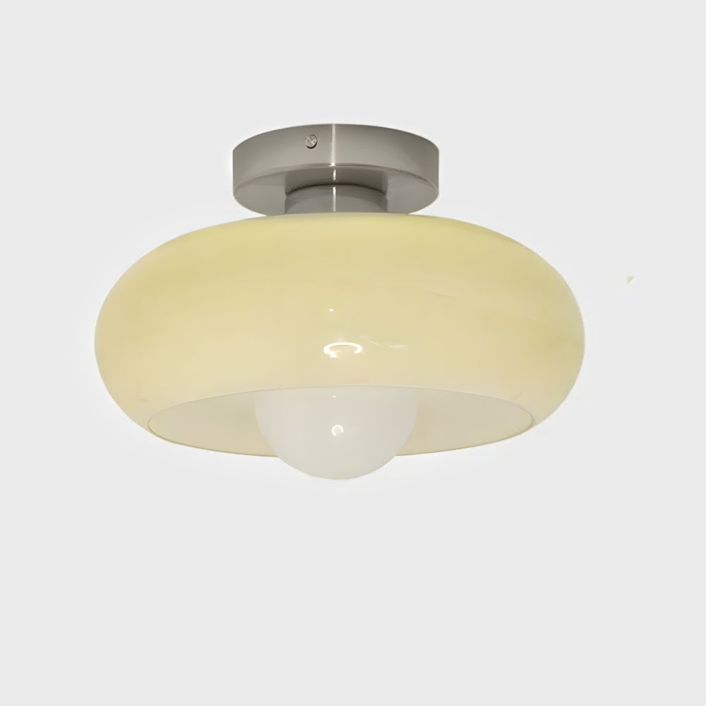 Semi Flush Mount Ceiling Light Fixture 11 in Glass Shade for Bedroom Living Room Hallway Indoor Lighting Chrome Gold Finish