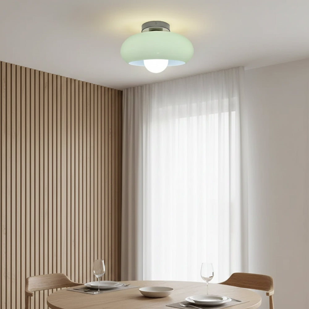 Semi Flush Mount Ceiling Light Fixture 11 in Glass Shade for Bedroom Living Room Hallway Indoor Lighting Chrome Gold Finish