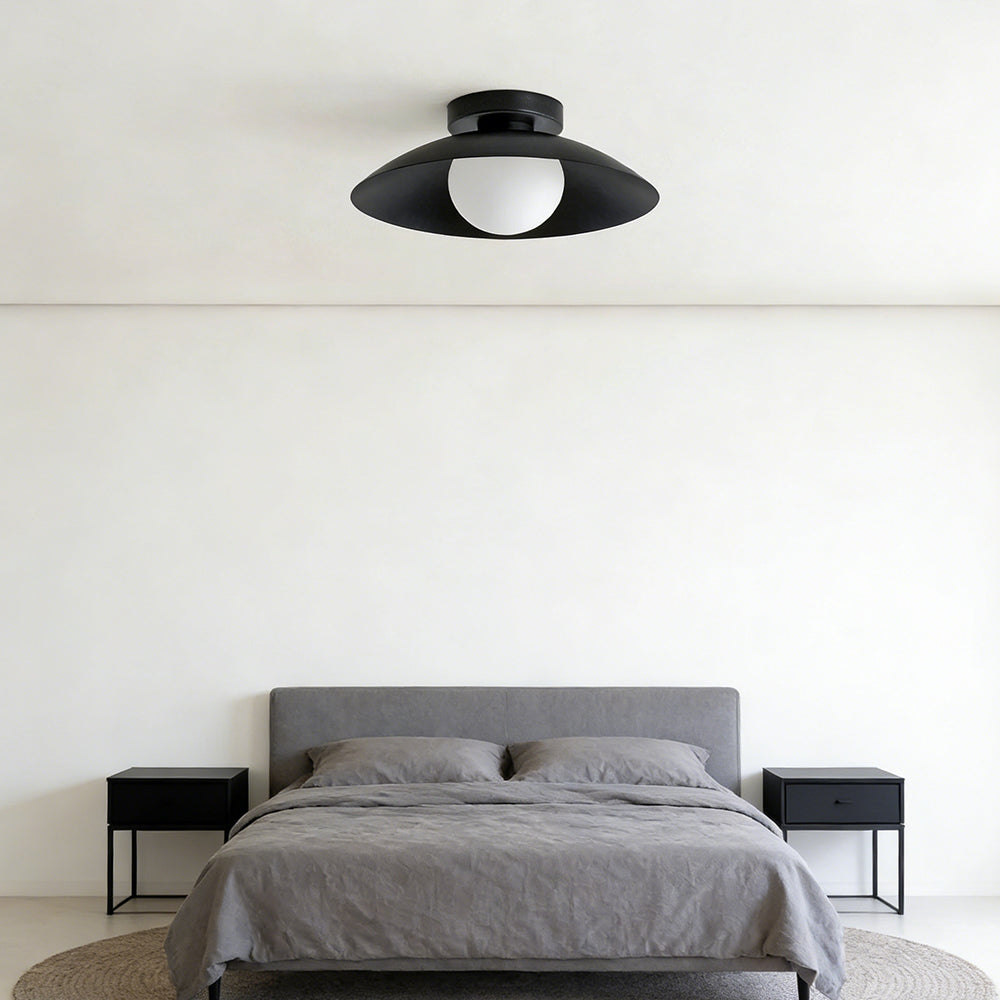 Round Overhead LED Fixture Metal 12.6 Inch Diameter Low-Profile Mount for Kitchen Dining Room Bedroom Hallway 5.9 in Height Contemporary Hom