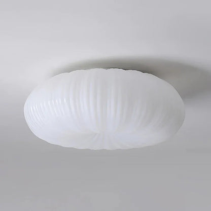 Round LED Flush Mount Overhead Fixture for Bedrooms, Living Spaces, Kitchens — 8-Inch Metal & Acrylic Construction in White — Low-Profile Co