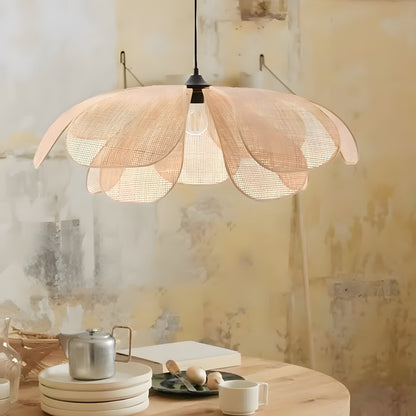 Handwoven Woven Wicker Hanging Fixture 20-Inch Natural Tone Adjustable Overhead Illumination for Kitchens Dining Spaces Islands Counter Tabl