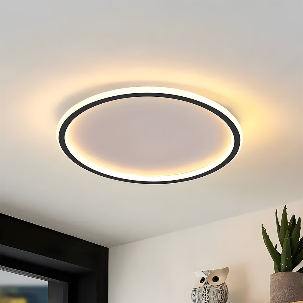 Flush Mount LED Ceiling Light Fixture 12 in Aluminum Round Ultra-Slim 2 in Profile for Bedroom Office Dining Room Modern Energy-Efficient Ho