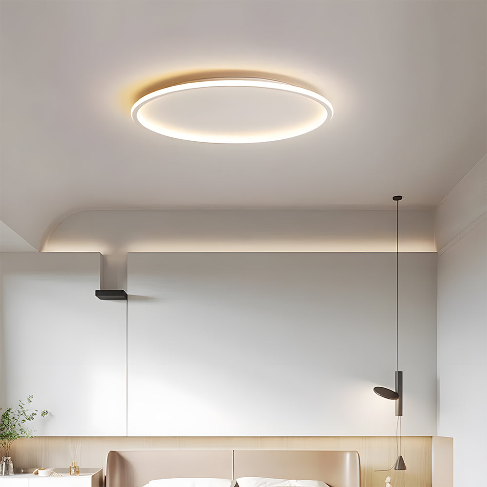 Flush Mount LED Ceiling Light Fixture 12 in Aluminum Round Ultra-Slim 2 in Profile for Bedroom Office Dining Room Modern Energy-Efficient Ho
