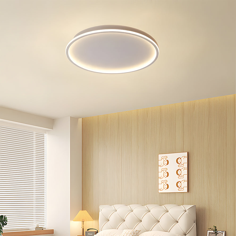 Flush Mount LED Ceiling Light Fixture 12 in Aluminum Round Ultra-Slim 2 in Profile for Bedroom Office Dining Room Modern Energy-Efficient Ho
