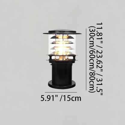 Weatherproof Post Light 6 in Cylinder Aluminum E27 Socket IP65 Rated Black Bollard for Walkway Driveway Porch Yard Landscape Path Marker
