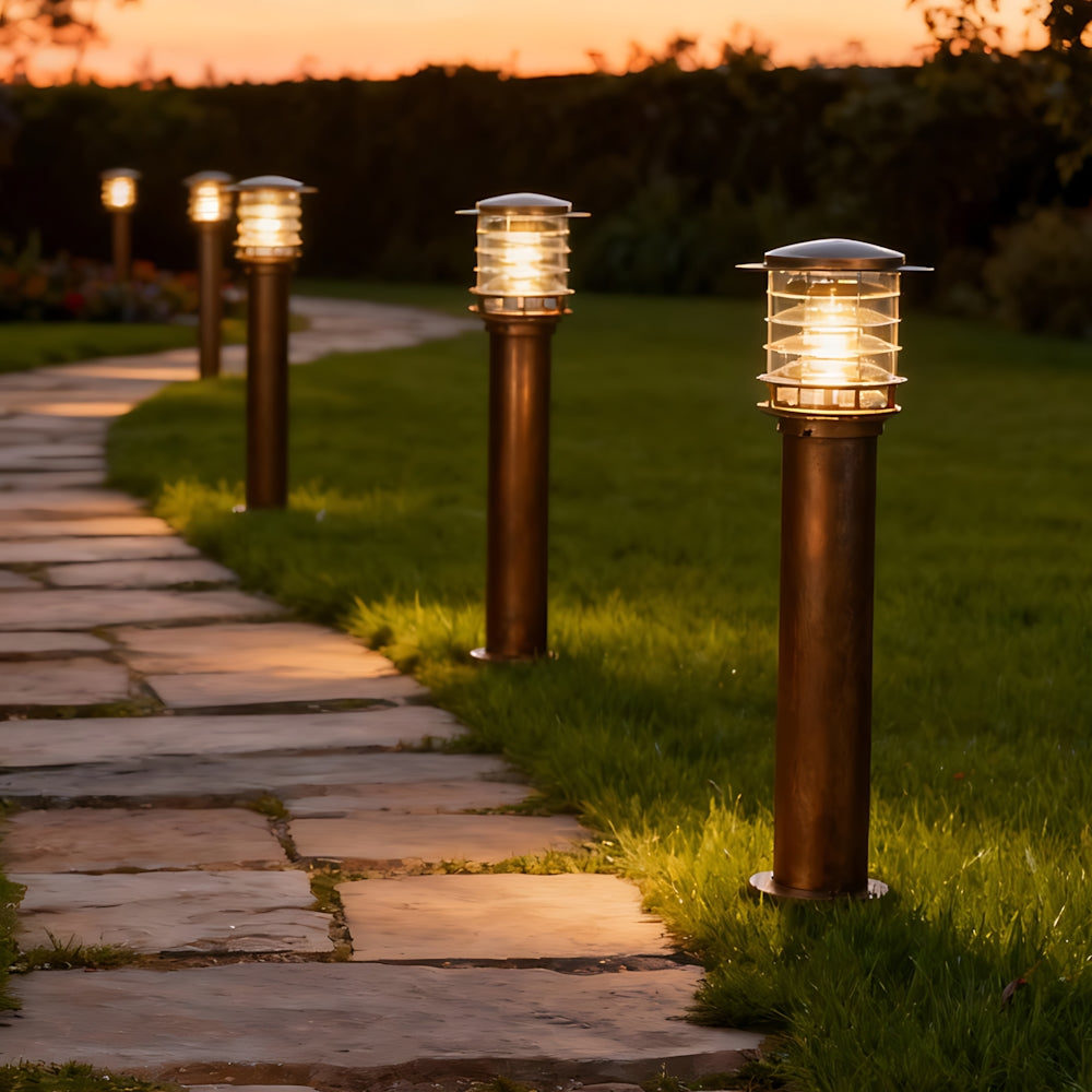 Weather-Resistant Pathway Bollard Light 6-in Aluminum Post Lamp for Driveways Gardens Patios IP65 Waterproof Outdoor Standing Light E26 Sock