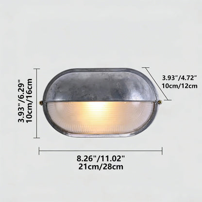 Metal Sconce with Glass Shade for Hallway Corridor Bedroom Entry 8 inch Round Oval Indoor Fixture E26 E27 Bulb Socket Retro Factory Look Hom