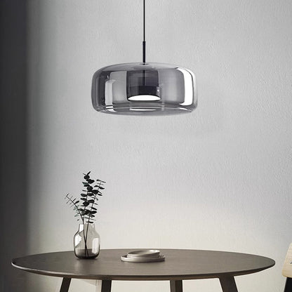 Glass Dome Hanging Light with Smoked Finish – Adjustable LED Fixture for Kitchen Island, Dining Room & Modern Ceiling