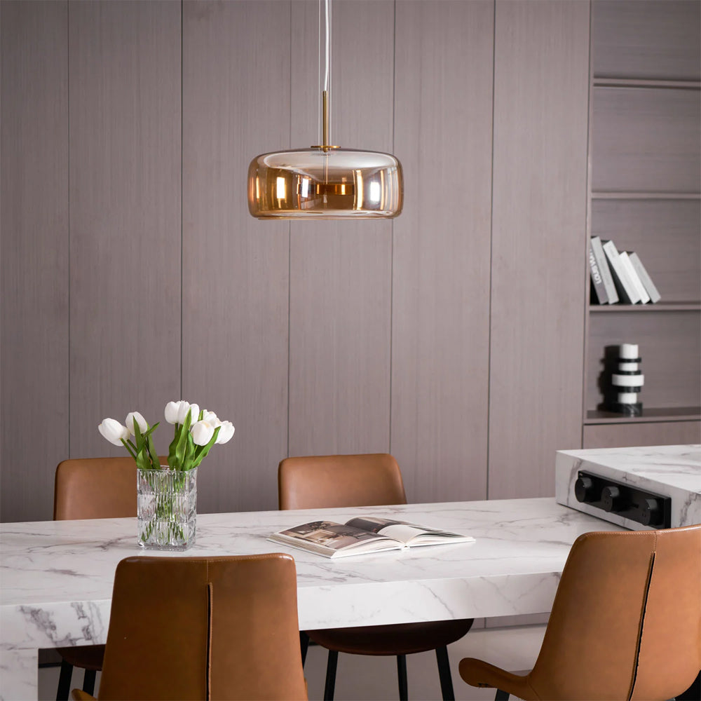 Glass Dome Hanging Light with Smoked Finish – Adjustable LED Fixture for Kitchen Island, Dining Room & Modern Ceiling