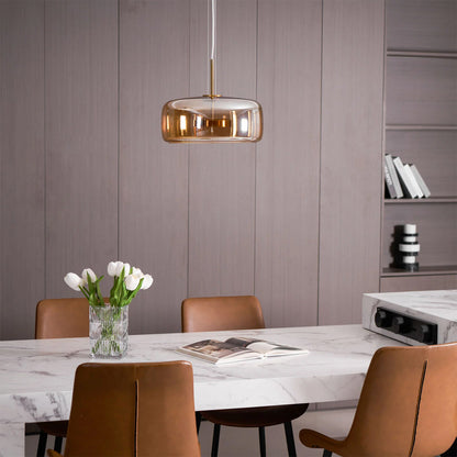 Glass Dome Hanging Light with Smoked Finish – Adjustable LED Fixture for Kitchen Island, Dining Room & Modern Ceiling