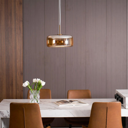 Glass Dome Hanging Light with Smoked Finish – Adjustable LED Fixture for Kitchen Island, Dining Room & Modern Ceiling