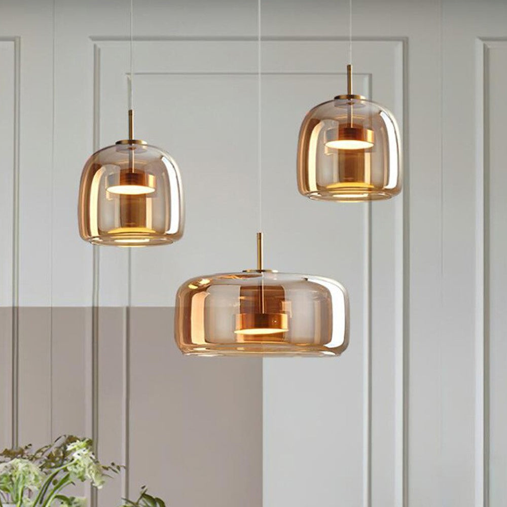 Glass Dome Hanging Light with Smoked Finish – Adjustable LED Fixture for Kitchen Island, Dining Room & Modern Ceiling