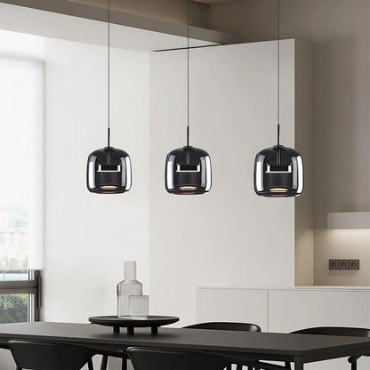 Glass Dome Hanging Light with Smoked Finish – Adjustable LED Fixture for Kitchen Island, Dining Room & Modern Ceiling