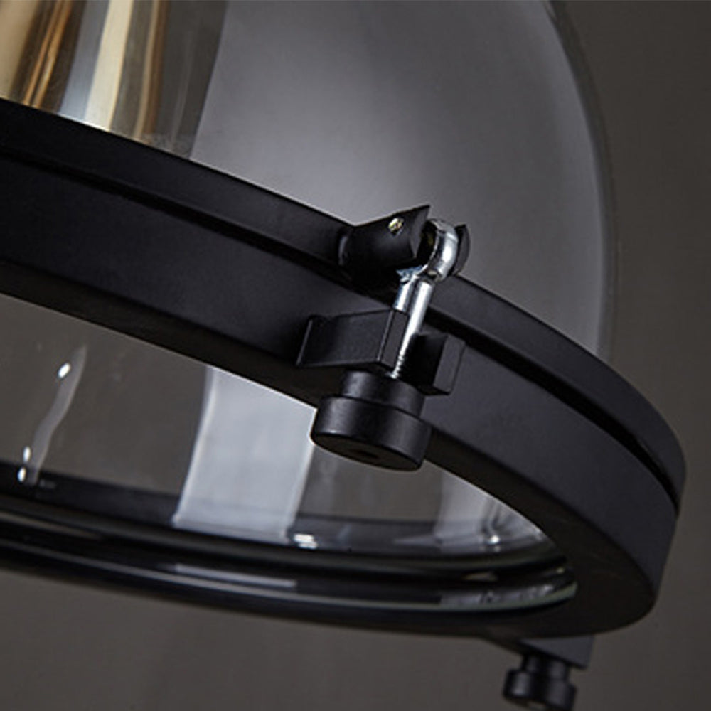 Iron & Glass Dome Hanging Fixture – 12 inch Shade, Adjustable Chain for Kitchen Island, Dining Table & Bedroom – Matte Finish Statement Piec