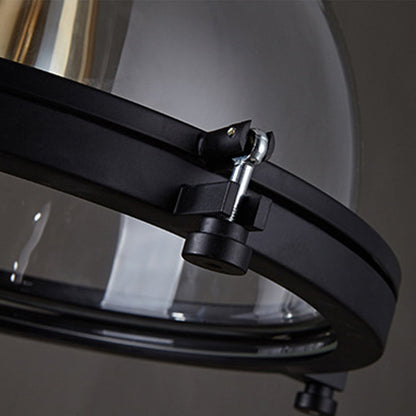 Iron & Glass Dome Hanging Fixture – 12 inch Shade, Adjustable Chain for Kitchen Island, Dining Table & Bedroom – Matte Finish Statement Piec