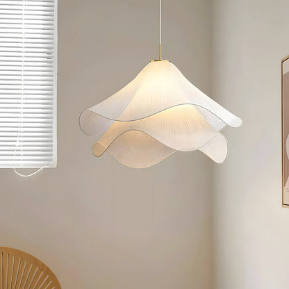 Layered Flower Ceiling Fixture White Fabric Metal Frame E27 Socket 24 in Diameter for Bedroom Living Room Dining Table Overhead Lighting Scu