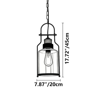 Hanging Ceiling Fixture Metal & Glass 8 in Wide 18 in Drop Industrial Style for Entryway Kitchen Island Dining Area