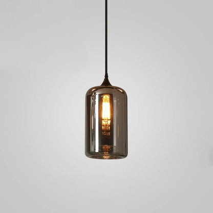 Glass Shade Hanging Fixture Adjustable Height for Kitchen Island, Dining Table & Entryway - Black Metal Frame Ceiling Lamp with Ambient Glow