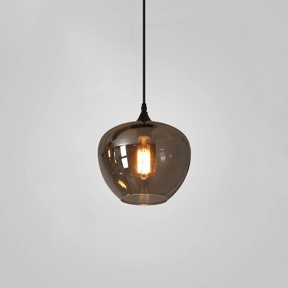 Glass Shade Hanging Fixture Adjustable Height for Kitchen Island, Dining Table & Entryway - Black Metal Frame Ceiling Lamp with Ambient Glow