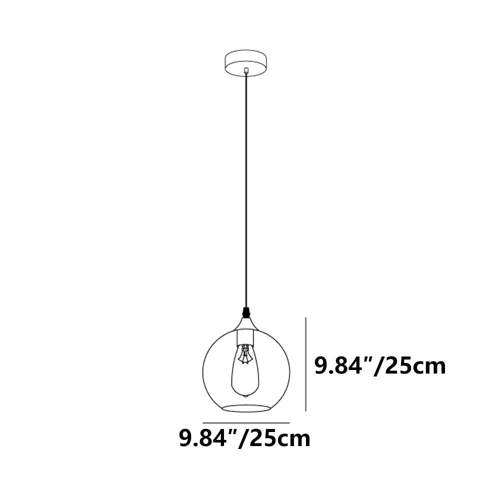 Glass Shade Hanging Fixture Adjustable Height for Kitchen Island, Dining Table & Entryway - Black Metal Frame Ceiling Lamp with Ambient Glow