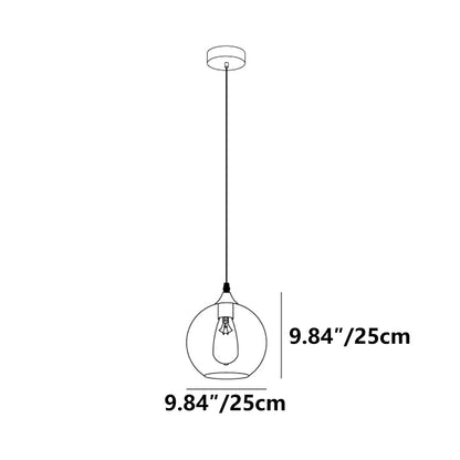 Glass Shade Hanging Fixture Adjustable Height for Kitchen Island, Dining Table & Entryway - Black Metal Frame Ceiling Lamp with Ambient Glow