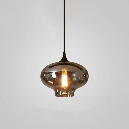 Glass Shade Hanging Fixture Adjustable Height for Kitchen Island, Dining Table & Entryway - Black Metal Frame Ceiling Lamp with Ambient Glow