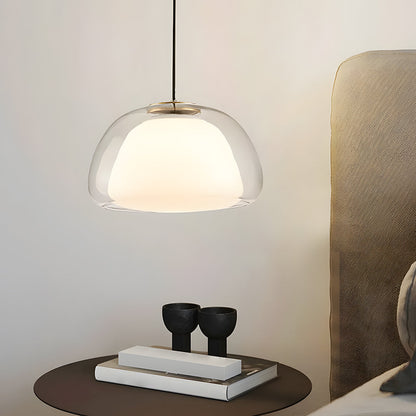 Textured Glass Pendant Light Fixture for Dining Room & Kitchen | E27 Socket | Rippled Dome Shade | Two Size Options | Warm Ambient Glow for