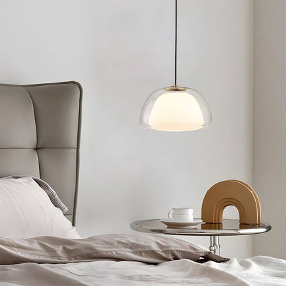 Textured Glass Pendant Light Fixture for Dining Room & Kitchen | E27 Socket | Rippled Dome Shade | Two Size Options | Warm Ambient Glow for