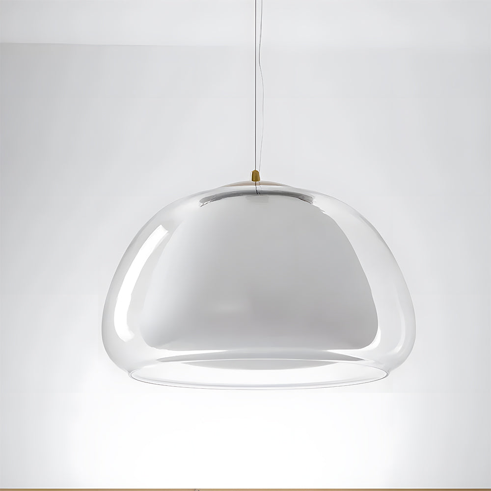 Textured Glass Pendant Light Fixture for Dining Room & Kitchen | E27 Socket | Rippled Dome Shade | Two Size Options | Warm Ambient Glow for