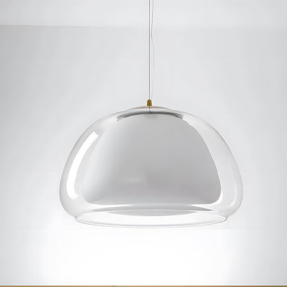 Textured Glass Pendant Light Fixture for Dining Room & Kitchen | E27 Socket | Rippled Dome Shade | Two Size Options | Warm Ambient Glow for