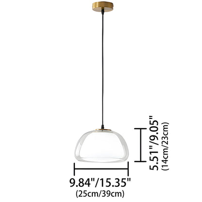 Textured Glass Pendant Light Fixture for Dining Room & Kitchen | E27 Socket | Rippled Dome Shade | Two Size Options | Warm Ambient Glow for