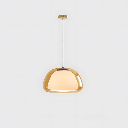 Textured Glass Pendant Light Fixture for Dining Room & Kitchen | E27 Socket | Rippled Dome Shade | Two Size Options | Warm Ambient Glow for