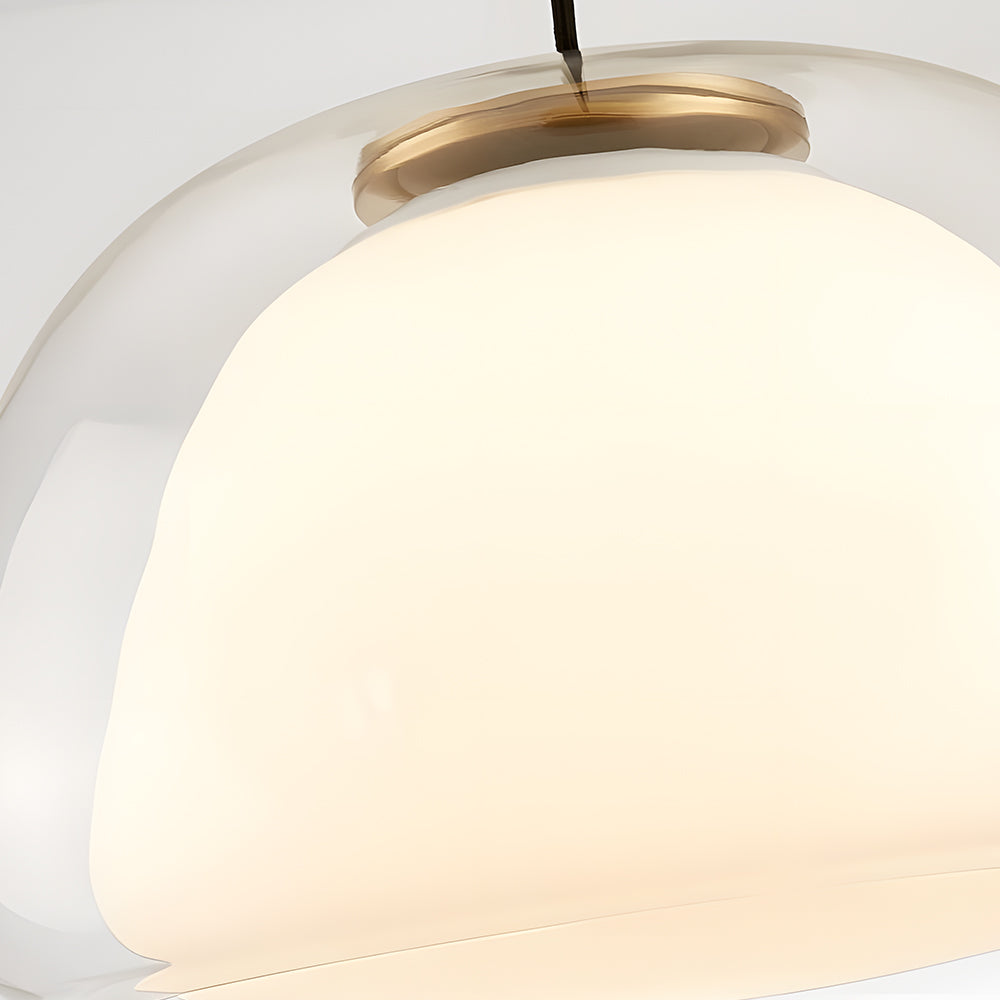 Textured Glass Pendant Light Fixture for Dining Room & Kitchen | E27 Socket | Rippled Dome Shade | Two Size Options | Warm Ambient Glow for