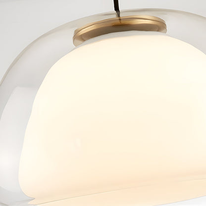 Textured Glass Pendant Light Fixture for Dining Room & Kitchen | E27 Socket | Rippled Dome Shade | Two Size Options | Warm Ambient Glow for