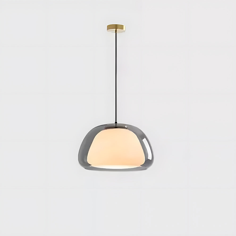 Textured Glass Pendant Light Fixture for Dining Room & Kitchen | E27 Socket | Rippled Dome Shade | Two Size Options | Warm Ambient Glow for