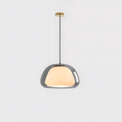 Textured Glass Pendant Light Fixture for Dining Room & Kitchen | E27 Socket | Rippled Dome Shade | Two Size Options | Warm Ambient Glow for