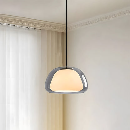 Textured Glass Pendant Light Fixture for Dining Room & Kitchen | E27 Socket | Rippled Dome Shade | Two Size Options | Warm Ambient Glow for