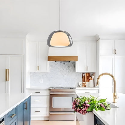 Textured Glass Pendant Light Fixture for Dining Room & Kitchen | E27 Socket | Rippled Dome Shade | Two Size Options | Warm Ambient Glow for