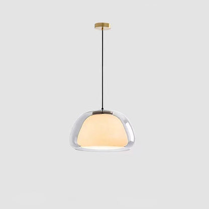 Textured Glass Pendant Light Fixture for Dining Room & Kitchen | E27 Socket | Rippled Dome Shade | Two Size Options | Warm Ambient Glow for
