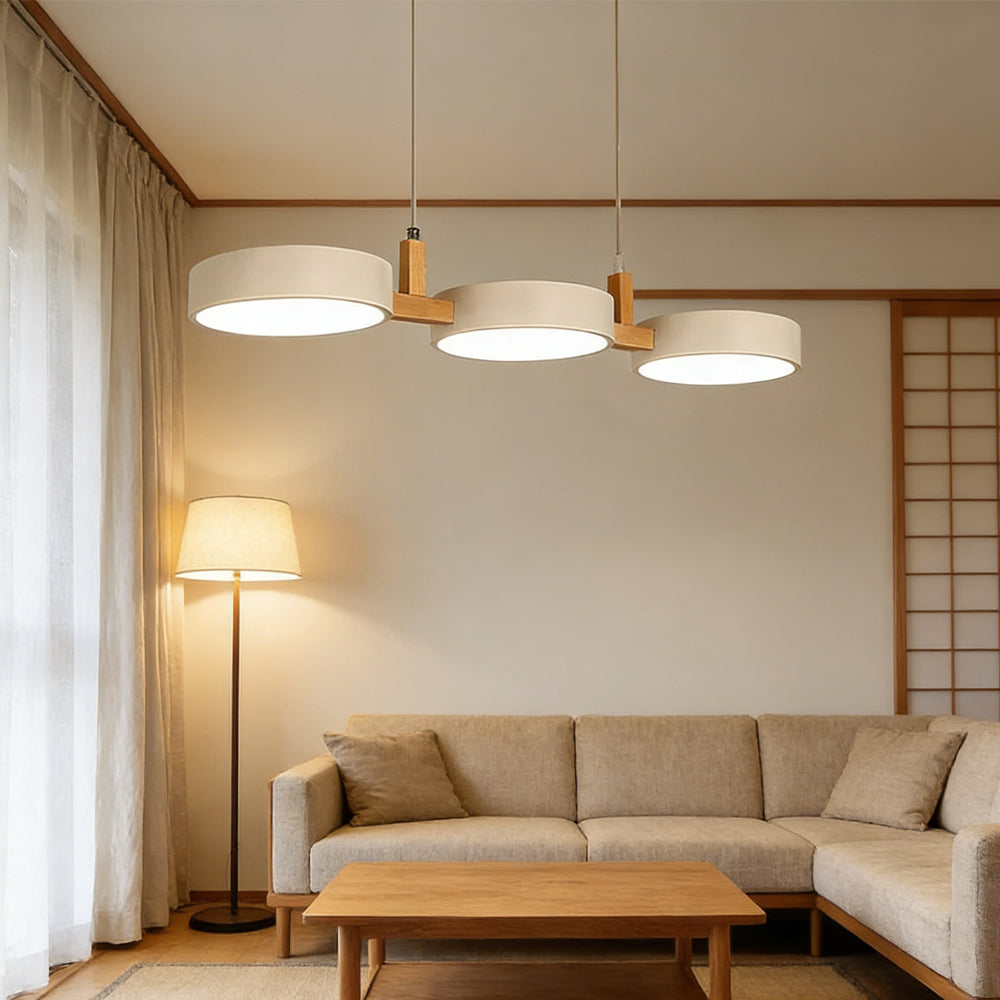 Triple-Shade Ceiling Light for Kitchen Island & Dining Room – 30-Inch Mixed-Material Fixture with Adjustable Cords & Low Profile Design for