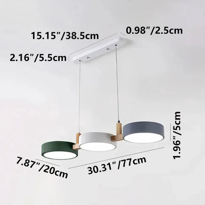 Three-Light Hanging Fixture Metal & Wood 30 in Wide for Kitchen Island Dining Table Adjustable Cord Modern Industrial Overhead Illumination