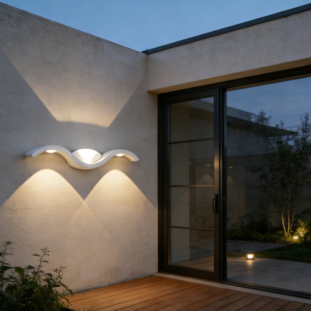 Outdoor LED Wall Sconce Aluminum 15 in Round Fixture for Garden Pathway Patio Villa Entrance Balcony Exterior Facade Modern Weatherproof Por