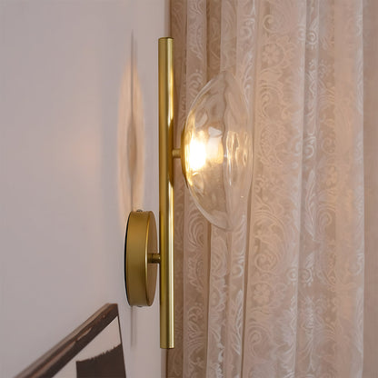 Glass Sconce Light Fixture for Bedroom & Hallway – Iron Frame LED Accent Lighting 8 Inch – Indoor Wall Mount Ambient Light