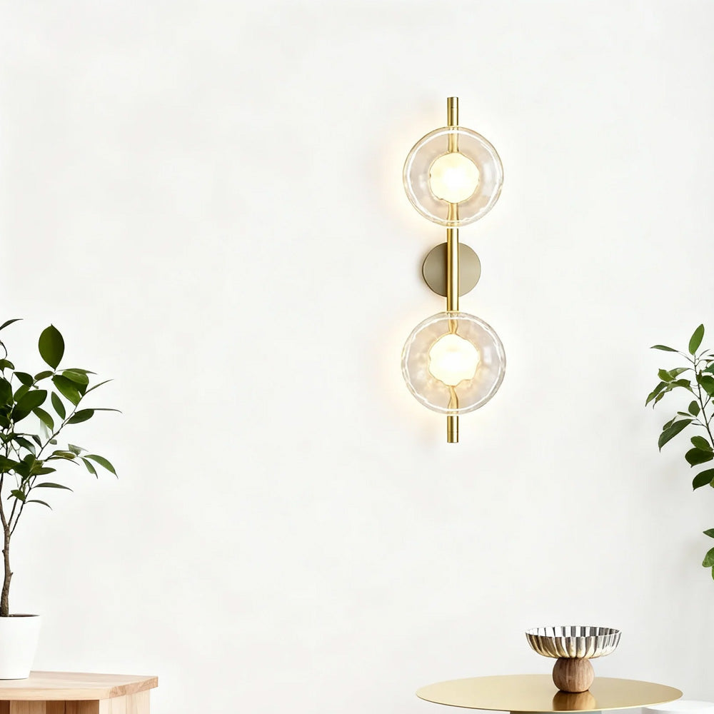 Glass Sconce Light Fixture for Bedroom & Hallway – Iron Frame LED Accent Lighting 8 Inch – Indoor Wall Mount Ambient Light