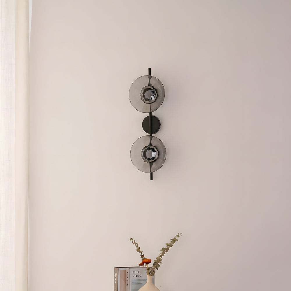 Glass Sconce Light Fixture for Bedroom & Hallway – Iron Frame LED Accent Lighting 8 Inch – Indoor Wall Mount Ambient Light