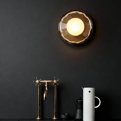 Glass Sconce Light Fixture for Bedroom & Hallway – Iron Frame LED Accent Lighting 8 Inch – Indoor Wall Mount Ambient Light