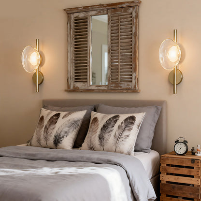 Glass Sconce Light Fixture for Bedroom & Hallway – Iron Frame LED Accent Lighting 8 Inch – Indoor Wall Mount Ambient Light