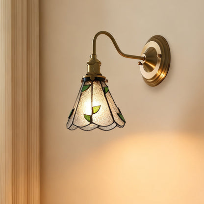 Stained Glass Sconce with Copper Frame E27 Socket Indoor Accent Fixture for Entryways Staircases Reading Nooks Vintage-Inspired Art Deco Lig